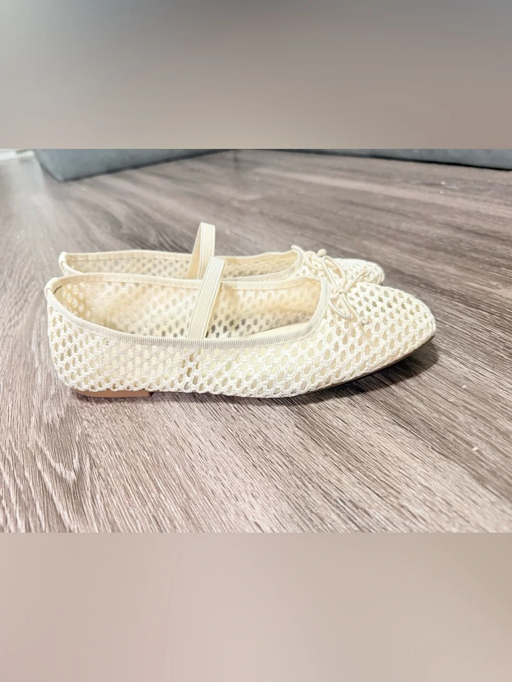 Nicole Miller Mesh Mary Jane Ballet Flats Bow Strap Slip On Square Toe US 8.5 - Picture 3 of 7